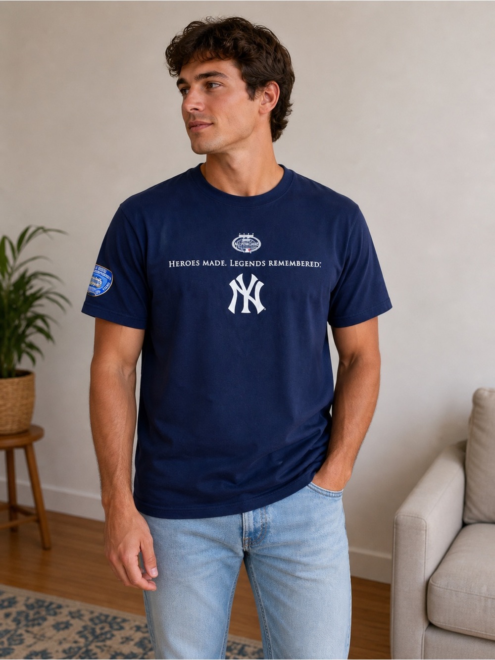 Majestic Navy Short-Sleeve Yankees Graphic Tee